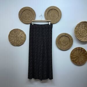 Maurices Black Print Patterned Stretch Comfy Knit Loose Fit Wide Leg Pants XL